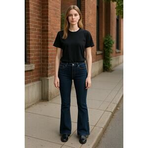 MNG by Mango Flared Mid-Rise Jeans in Dark Blues size 4 NEW